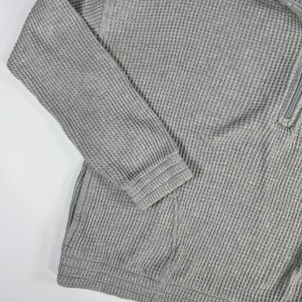 Aerie Womens Small Gray Waffle Knit Quarter Zip Pullover Kangaroo Pocket - Picture 2 of 8